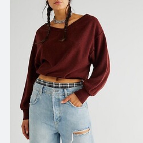 Free People Sweaters - Free People Burgundy Love Like This Cashmere Sweater Medium
